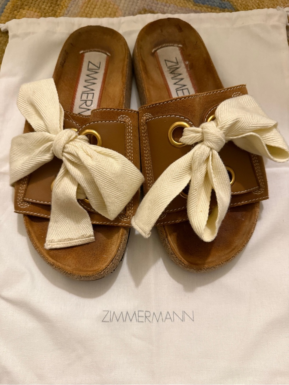 Zimmermann Bow Suede Slides/Sandals - Sz 39